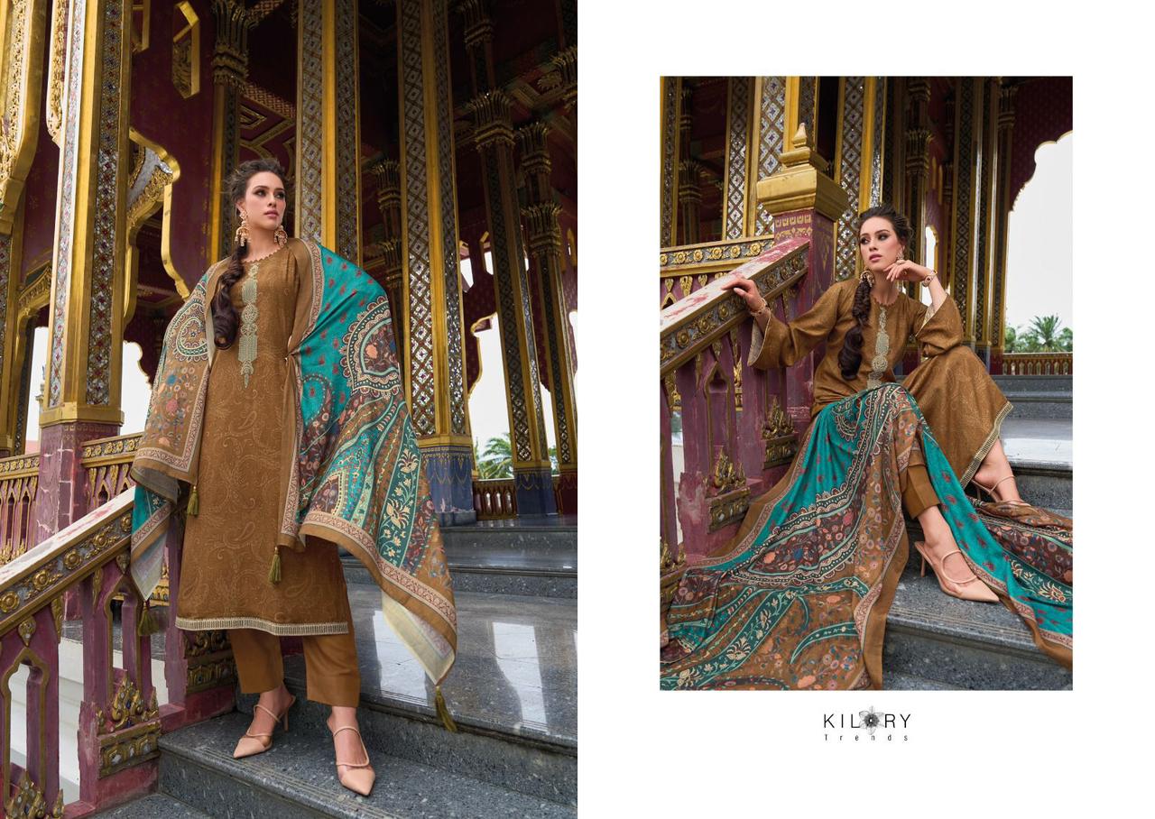 Libas E Khas By Kilory Printed Viscose Pashmina Dress Material